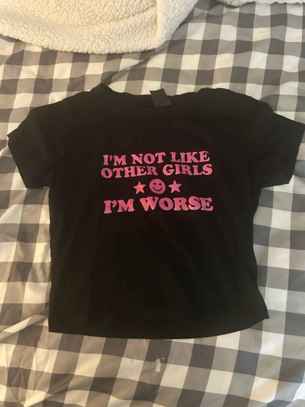 Black Girls Graphic Tee with Pink Slogan XS